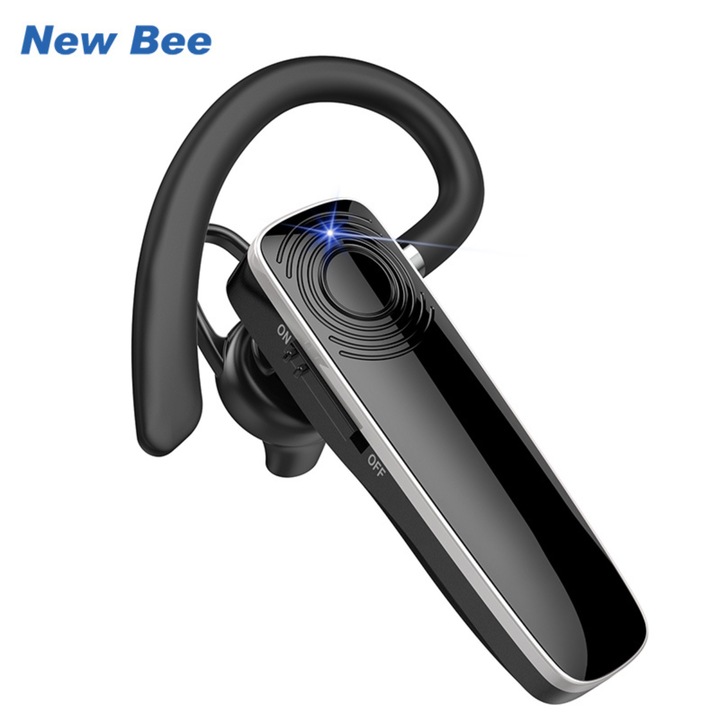 New Bee NB -12 Vezeték nélküli fülhallgató, Bluetooth headset, 14 órás beszélgetési idővel, két eszközhöz való csatlakozással, kompatibilis IOS, Android rendszerrel