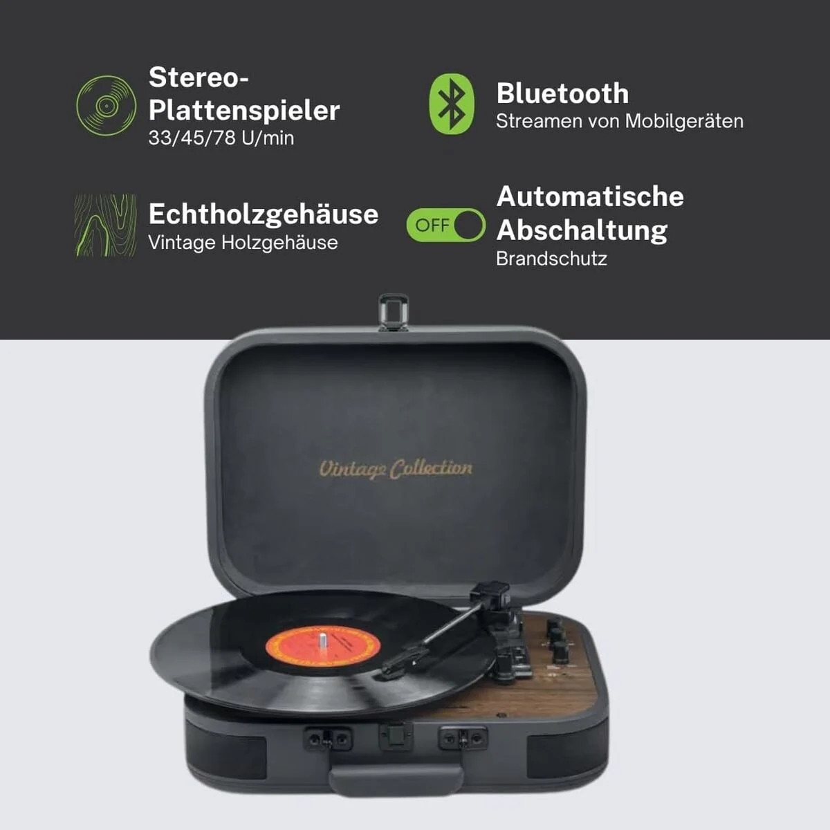 Pick-up Muse MT-207 DGB, Vintage Collection, USB, Bluetooth, 2x5W