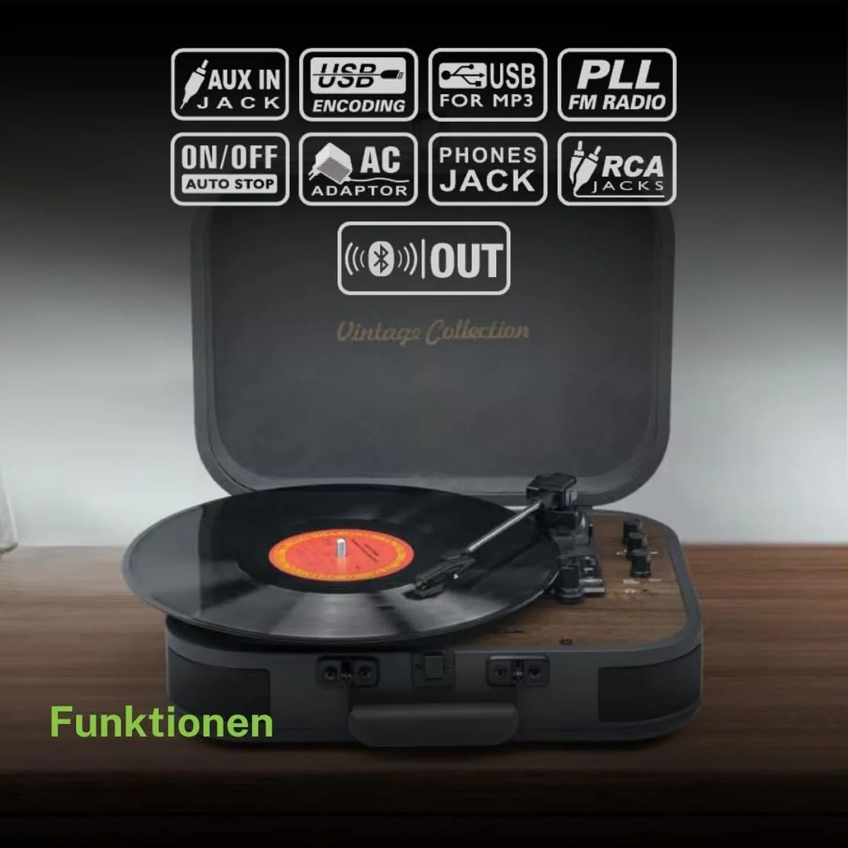 Pick-up Muse MT-207 DGB, Vintage Collection, USB, Bluetooth, 2x5W