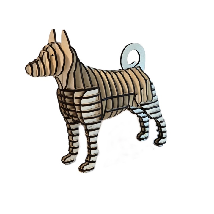 3D fa puzzle, kiskutya modell, Akita, fa vitrindoboz, 87 db