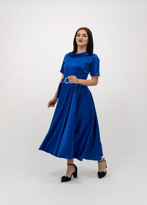 Елегантна кралско синя рокля с шнур Lara, Син