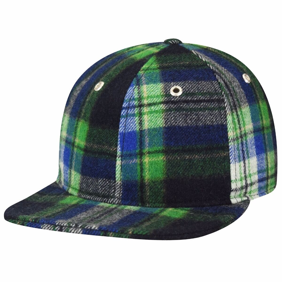 Sapca Kangol Tartan Flat Brim Baseball Navy Check