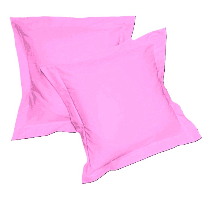 Set 2 x Fata de perna, 40 cm x 40 cm, Casa Bucuriei, model Imperial, roz, Bumbac 100%
