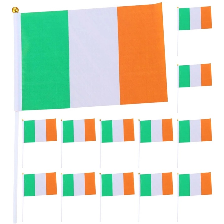 Set 20 steaguri Irlanda, material plastic si poliester, 14x21cm, multicolor