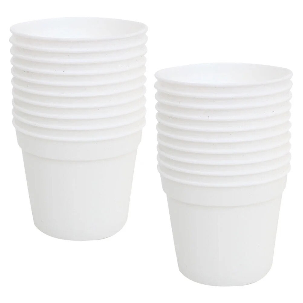 Set 24 Ghivece Rotunde din Plastic pentru Plante Suculente, Alb, 6.80x6 ...