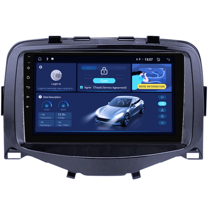 Navigatie dedicata Citroen C1 2016, 4GB RAM 64GB ROM, Quad Core, Display 9" QLED, Carplay, Android 14, Bluetooth, Magazin Play, Suport Camere AHD