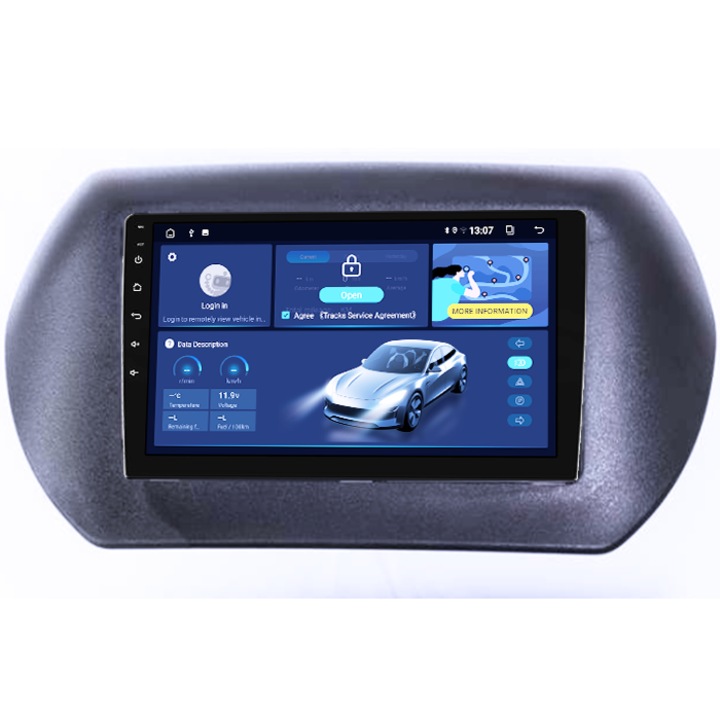 Navigatie dedicata Fiat Fiorino 2008/Citroen Nemo/Peugeot Bipper, 4GB RAM 64GB ROM, Quad Core, Display 9" QLED, Carplay, Android 14, Bluetooth, Magazin Play, Suport Camere AHD