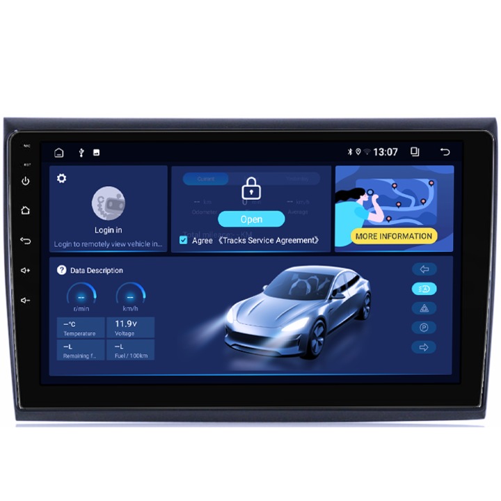Navigatie dedicata Fiat Bravo 2007-2012, 4GB RAM 64GB ROM, Quad Core, Display 9" QLED, Carplay, Android 14, Bluetooth, Magazin Play, Suport Camere AHD