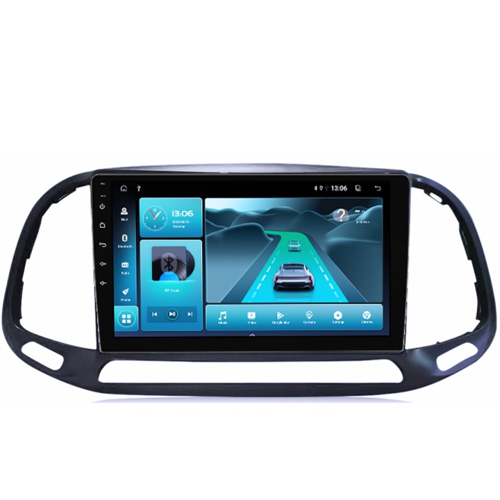 Navigatie dedicata Fiat Doblo 2015-2019, 4GB RAM 64GB ROM, Quad Core, Display 9" QLED, Carplay, Android 14, Bluetooth, Magazin Play, Suport Camere AHD