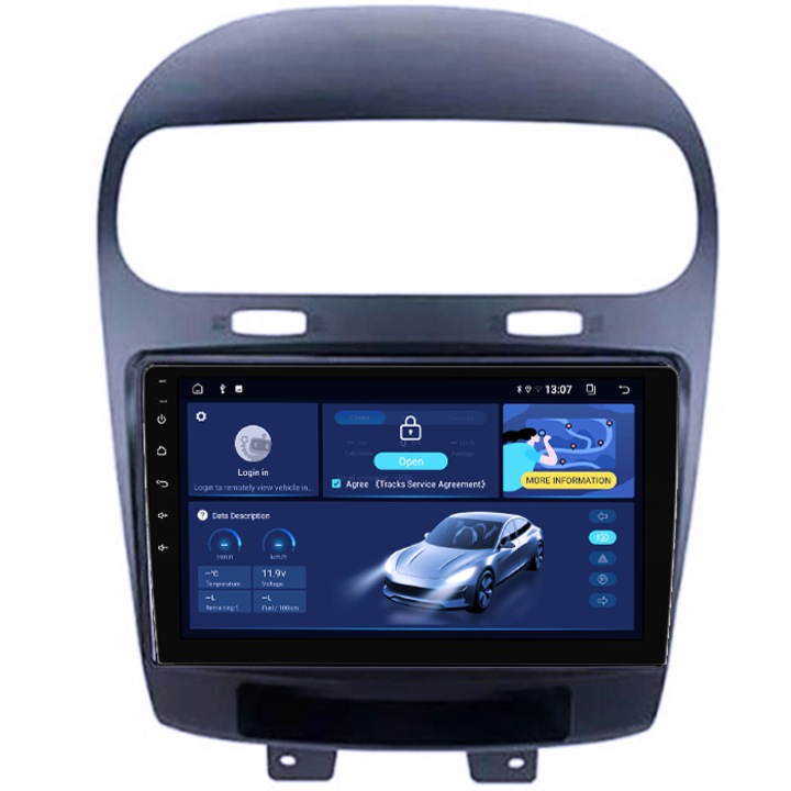 Navigatie dedicata Fiat Freemont 2011-2021, 4GB RAM 64GB ROM, Quad Core, Display 9" QLED, Carplay, Android 14, Bluetooth, Magazin Play, Suport Camere AHD