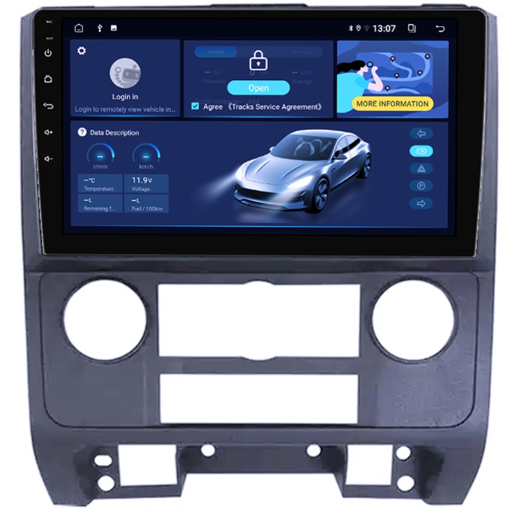 Dedikált navigáció Ford Escape 2007-2012-hez, 4 GB RAM 64 GB ROM, négymagos, 9" QLED kijelző, Carplay, Android 14, Bluetooth, Play Áruház, AHD kamera támogatás