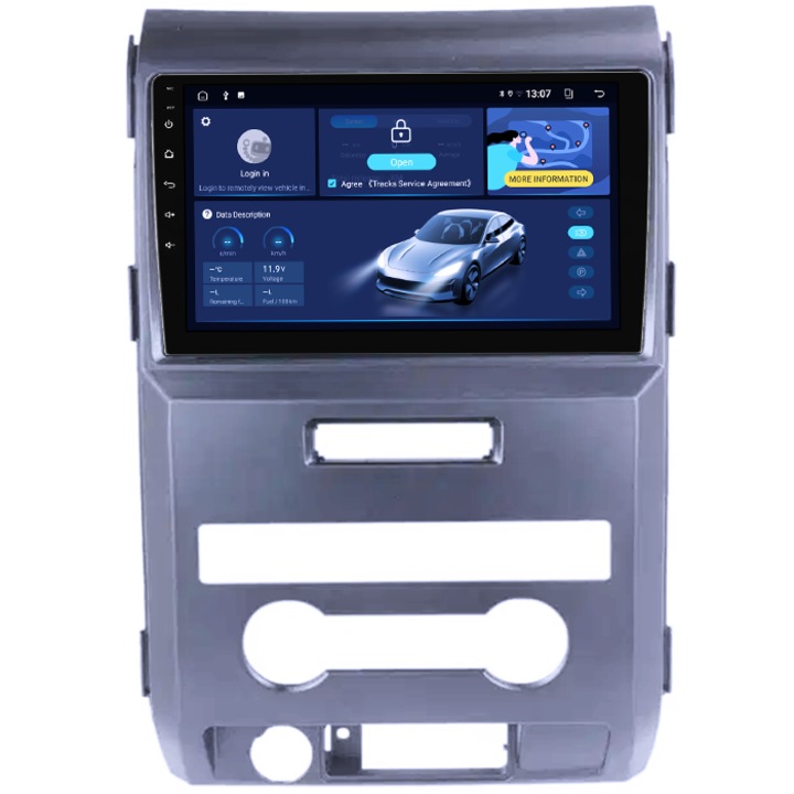 Dedikált navigáció Ford F150 2008-2014, 4 GB RAM 64 GB ROM, négymagos, 9" QLED kijelző, Carplay, Android 14, Bluetooth, Play Áruház, AHD kamera támogatás