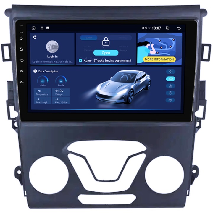 Dedikált navigáció Ford Mondeo 2013-hoz, 4 GB RAM 64 GB ROM, négymagos, 9" QLED kijelző, Carplay, Android 14, Bluetooth, Play Áruház, AHD kamera támogatás