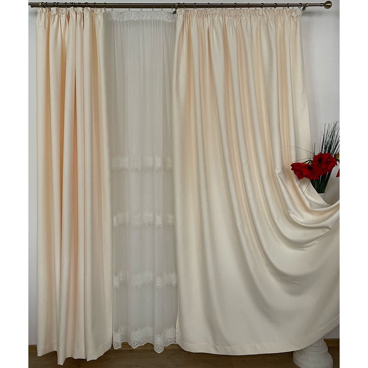 Set doua draperii blackout, culoare sweet ivory, colectia "Monocrom Signature" by Liz Line cu rejansa 2x200x245cm - DR92