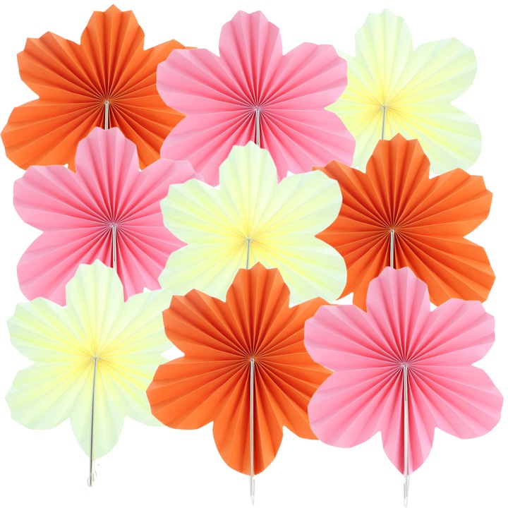 9 db Papír Virág, Enforose, partykhoz, Többszínű