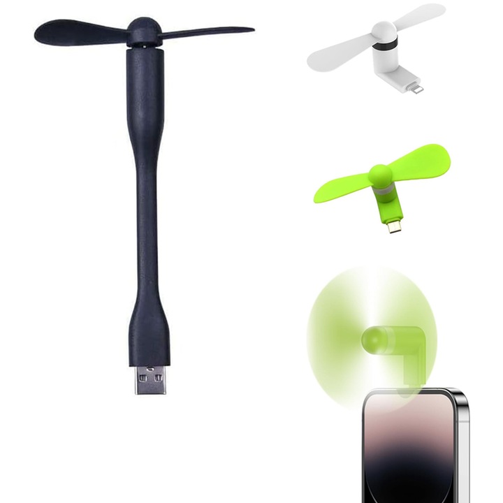 Вентилатор за телефон, Type-C, Съвместим с Samsung Xiaomi Oppo Samsung Xiaomi, iPhone, мини USB вентилатор, комплект от 3