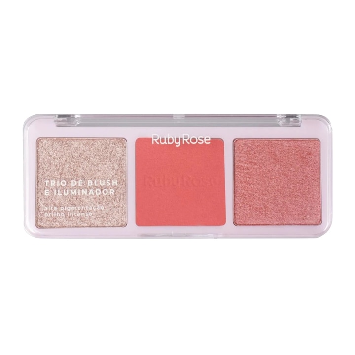 Paleta de blush si iluminatoare, Ruby Rose – Medium Palette HB-583-3, 20.8gr