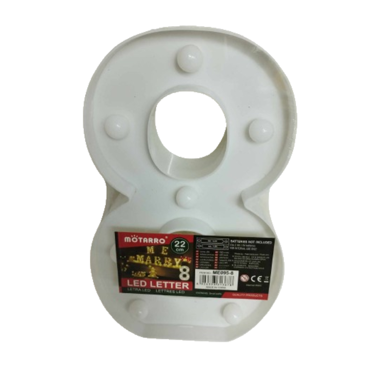 Lampa decorativa cu LED GyafiTuning, numarul 8, inaltime de 22 cm, functioneaza cu baterie (led alb cald)