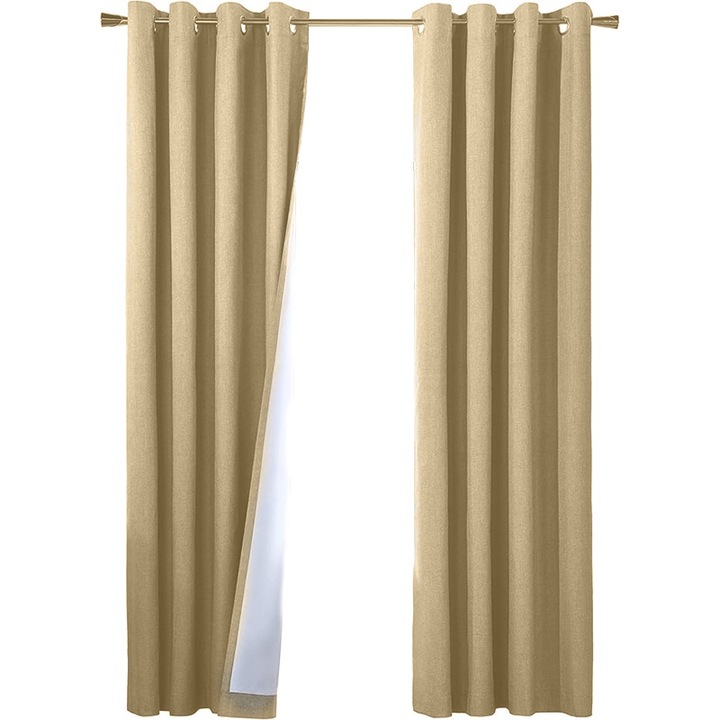 Póni táncfüggöny, sötétítő, gyűrűs irattartó, 132 x 240 cm, bézs