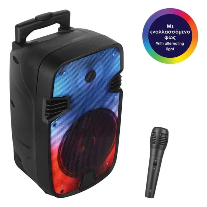 Boxa Bluetooth Karaoke, Portabila, cu Microfon si LED, 20W, 24x20.5x41cm