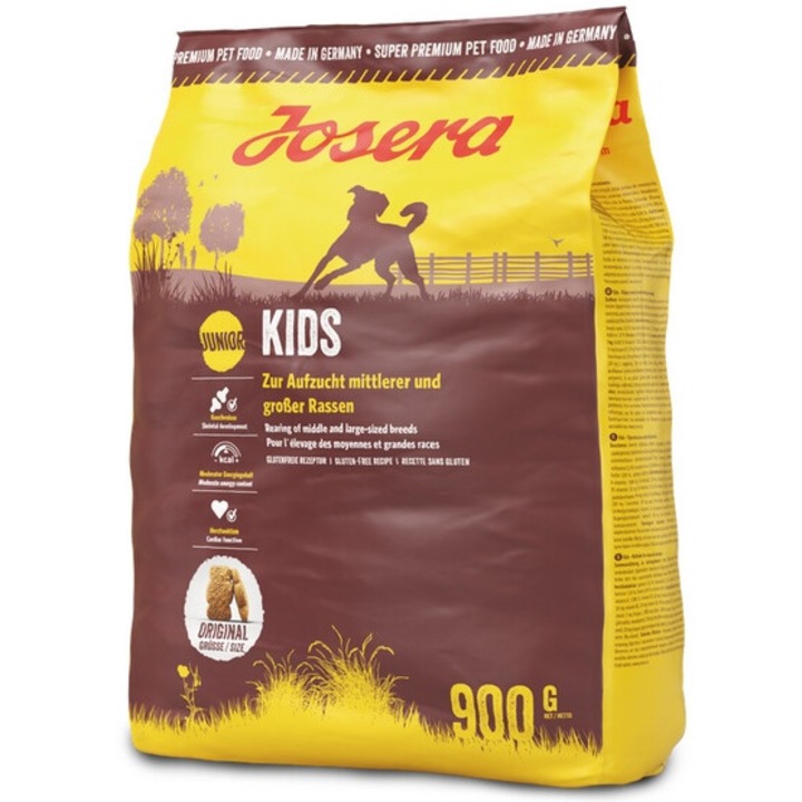 Hrana pentru caini Josera Kids, 900g, pentru caini de rase medii si mari, usor digerabila, cu omega 3, 8 saptamani+