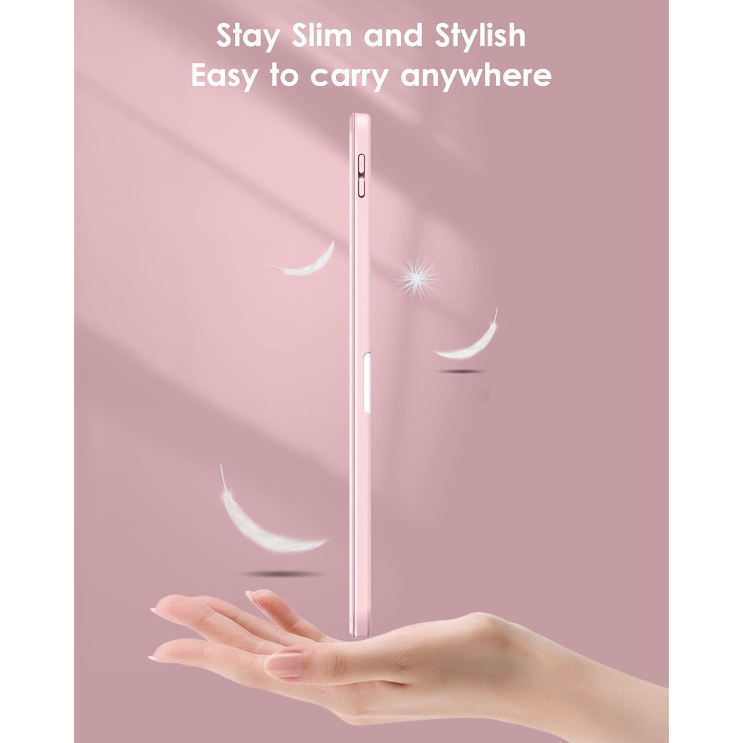Husa pentru iPad 11 2025 11 inch Soft Shell cu functie wake-up/sleep si compartiment pentru Apple Pen tip stand protectie 360 roz