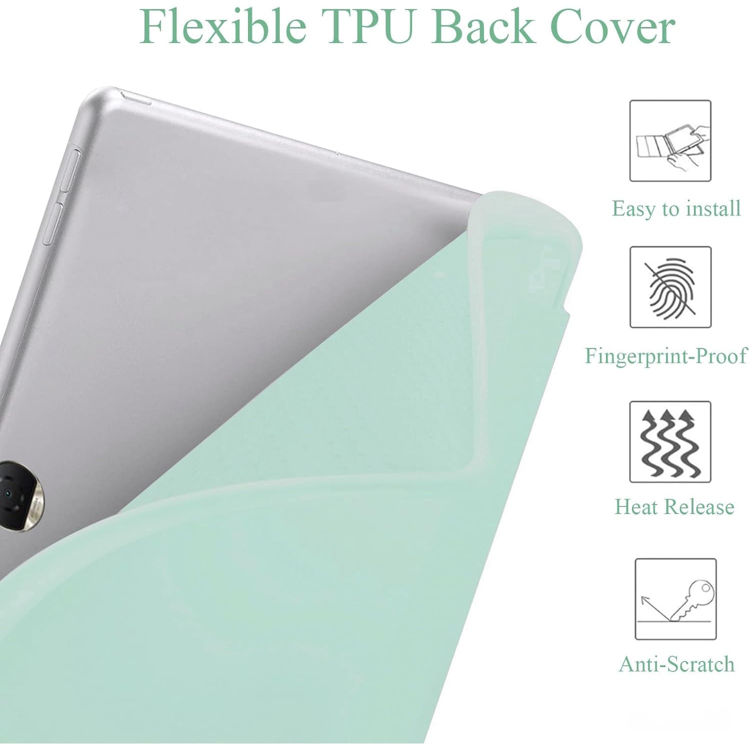 Husa Ultra Slim pentru Honor Pad 9 / 9 Pro / V8 Pro, 12.1", Silicon TPU, Smart Cover - Verde Menta