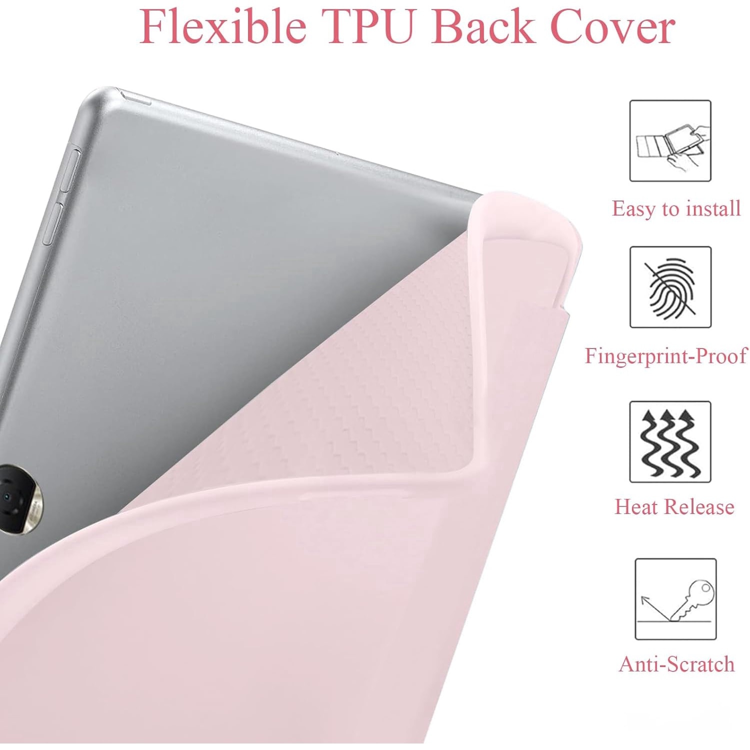 Husa Ultra Slim pentru Honor Pad 9 / 9 Pro / V8 Pro, 12.1", Silicon TPU, Smart Cover - Roz