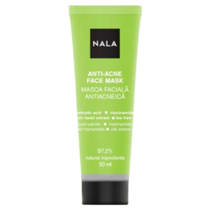 Masca faciala Antiacneica, NALA, acid salicilic, niacinamide, extract hamamelis si ulei arbore ceai, 50 ml