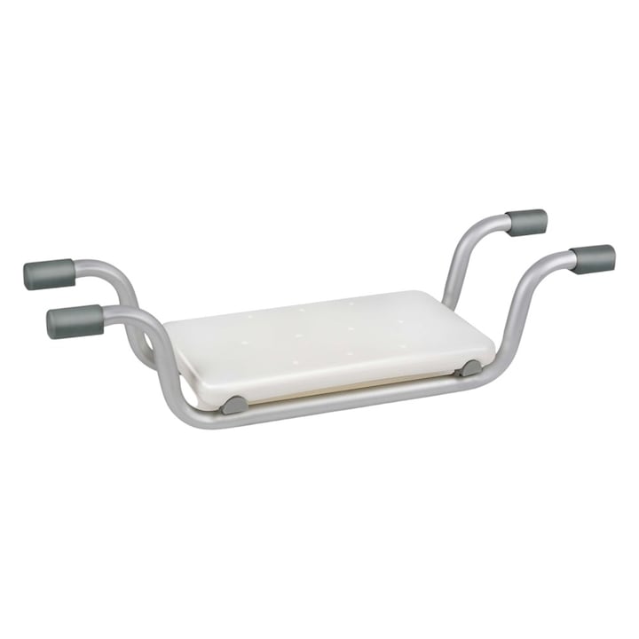 Scaun de baie cu fixare pe cada, plastic/aluminiu, alb/argintiu, 73x20x19 cm, capacitate 150kg, Vivamore 12349