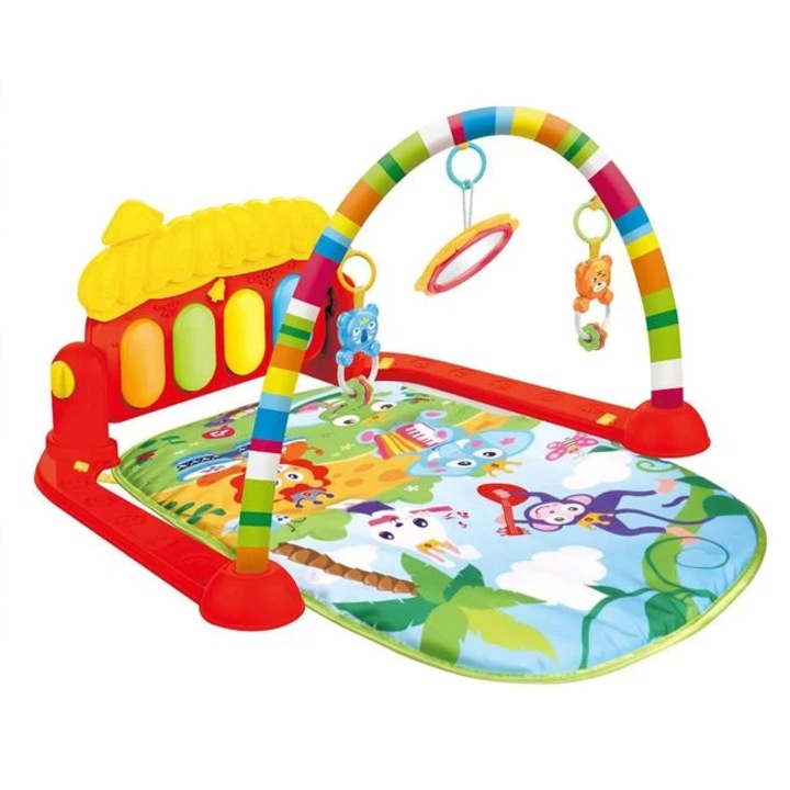 Saltea de Joaca pentru Bebelusi cu Pian Rosie, jucarii si oglinda