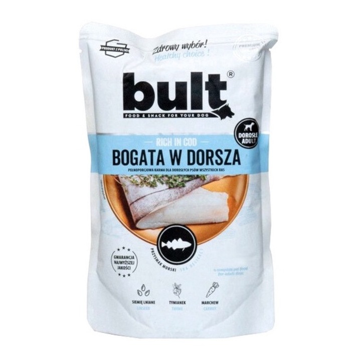 Hrana pentru caini Bult, bogata in cod, 500g, fara aditivi artificiali, pentru caini adulti