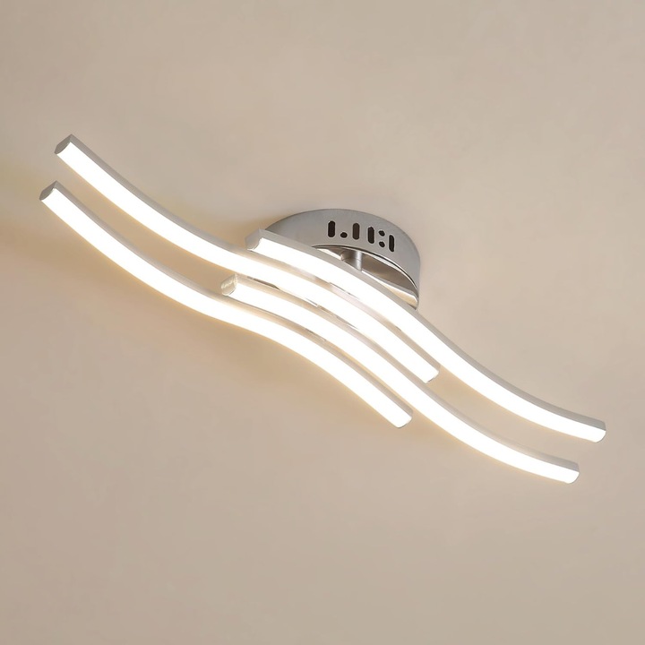LED mennyezeti lámpa elegáns, hullám alakú kialakítással, 18 W, 1600 lm, semleges fehér fény 4000 K, mennyezetre szerelhető, magas energiahatékonyságú, ideális konyhába, előszobába vagy irodába - modern és egyenletes világítás