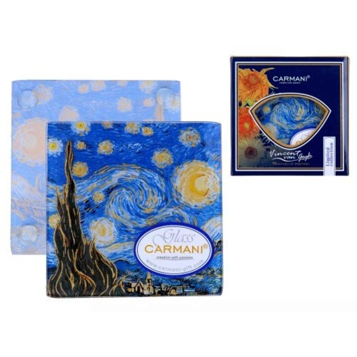 Suport bauturi, Carmani Glass Coaster 10, 5x10, 5cm Van Gogh: Starry Night