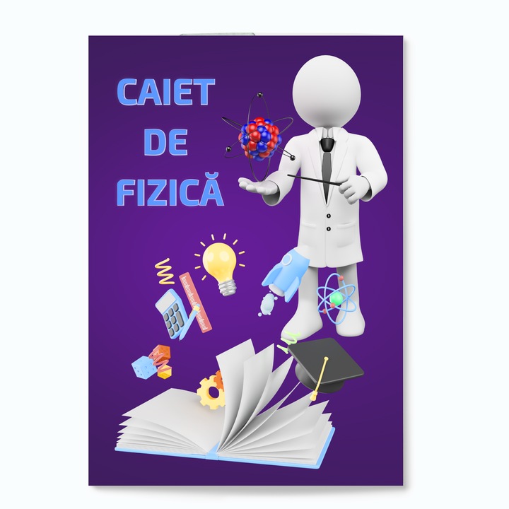 Caiet Studentesc de Fizica A4, Matematica, Capse, 64 pagini, 80g/mp, Coperta plastifiata 350g/mp