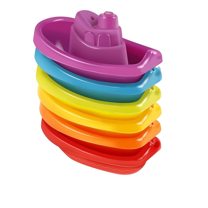 6 db baba fürdőjáték készlet, TREXORA, színes úszó csónakok, széf, 6-18 hónapos, műanyagból