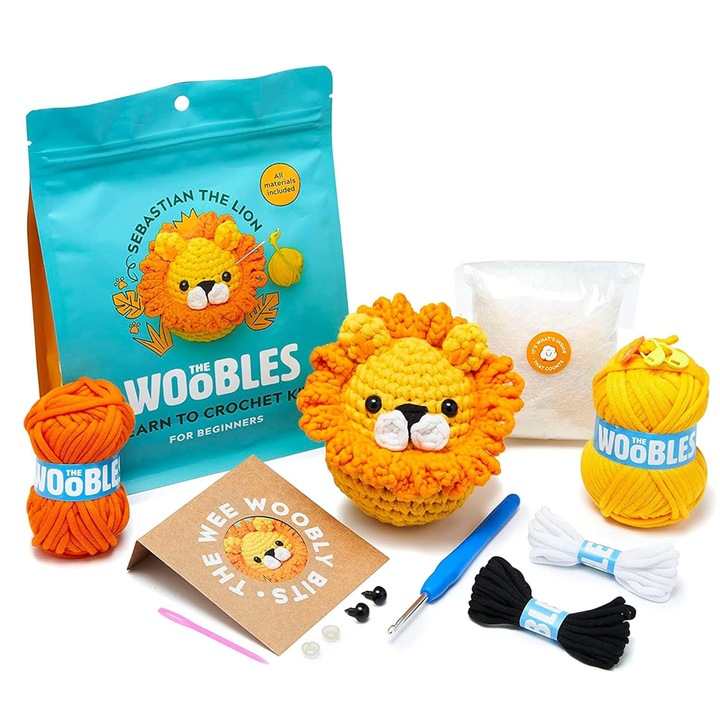 Set de Crosetat, TREXORA, Leu Dragut, Include Tutorial Video Pas cu Pas, Multicolor