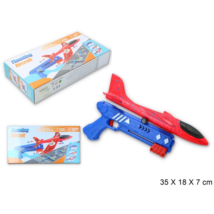 Avion de jucarie, GAZELO, albastru/rosu