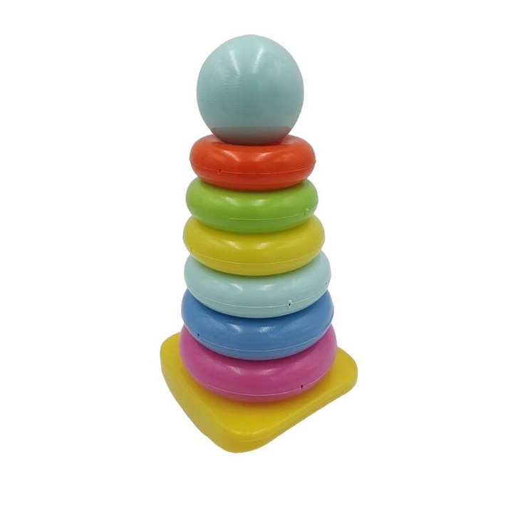 Interaktív gyerekjáték, MROWIEC-zabawki, színes piramis, készlet