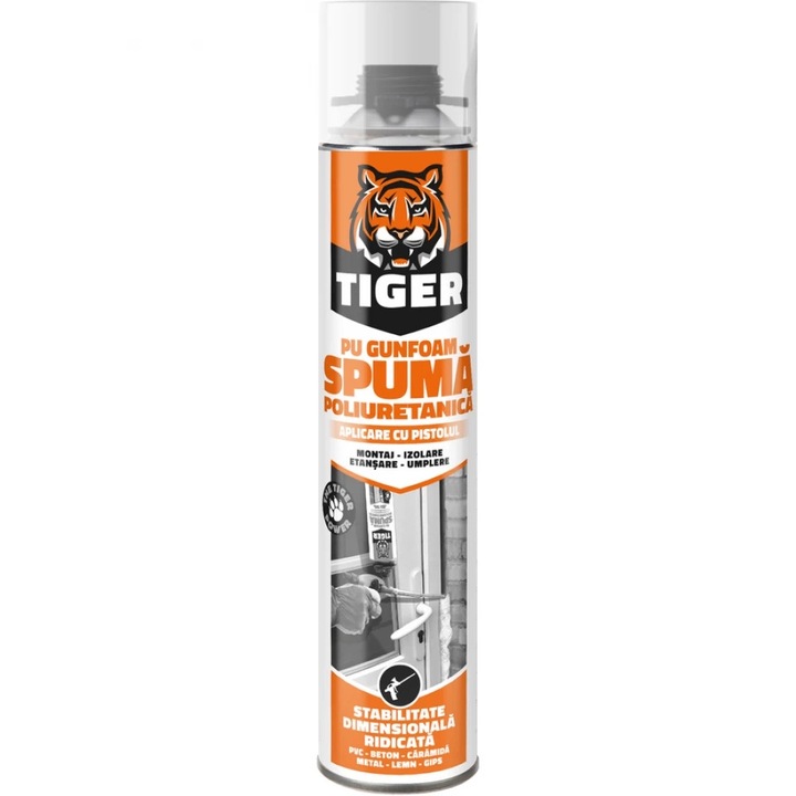 Spuma poliuretanica pentru montaj, aplicare cu pistol, Tiger PU Gunfoam B3, 700 ml