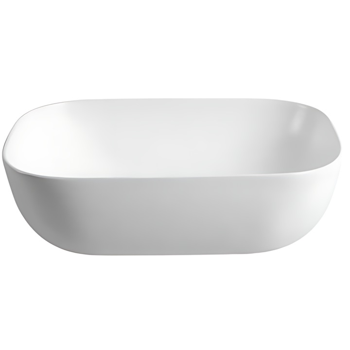 Chiuveta baie JOZY®, lavoar rectangular pentru montaj pe blat, ceramica din samota de inalta calitate, dimensiuni 50 x 15 cm, adancime 36 cm, stil contemporan, alb, cod 050