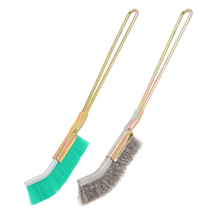 Perie de curatare acvariu, set 2 buc, nylon si sarma de otel, 24x2.5x1.5cm, design cu maner lung