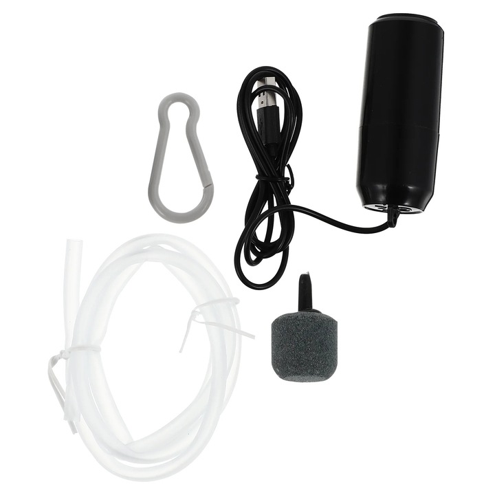 Pompa de aer USB pentru acvariu, set mini aerator oxigen, 8x3.2x3.2cm, multicolor