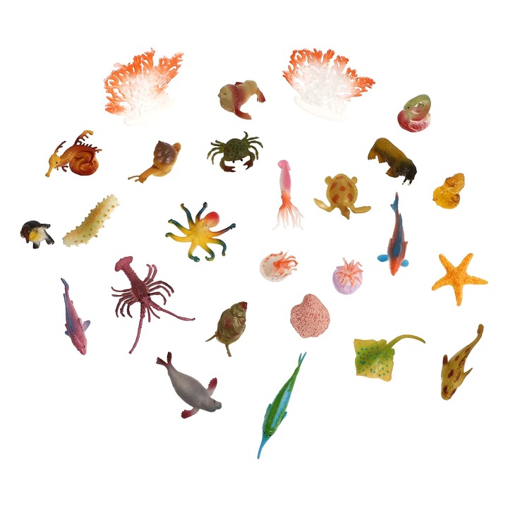 Figurine marine, set 28 animale subacvatice, PVC, 5x4x3cm