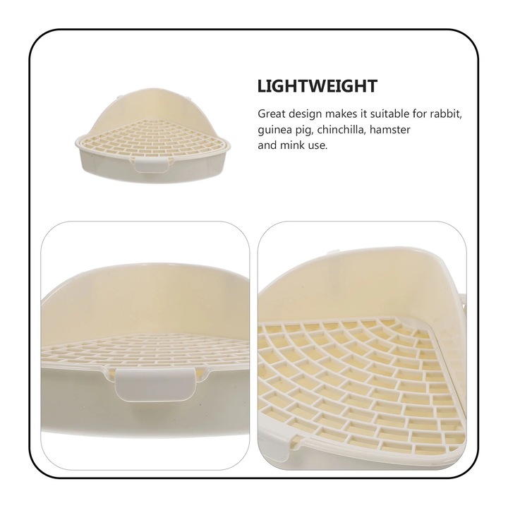 Litiere pentru animale, model triunghiular, plastic, 25x19x10cm, pentru iepuri si rozatoare
