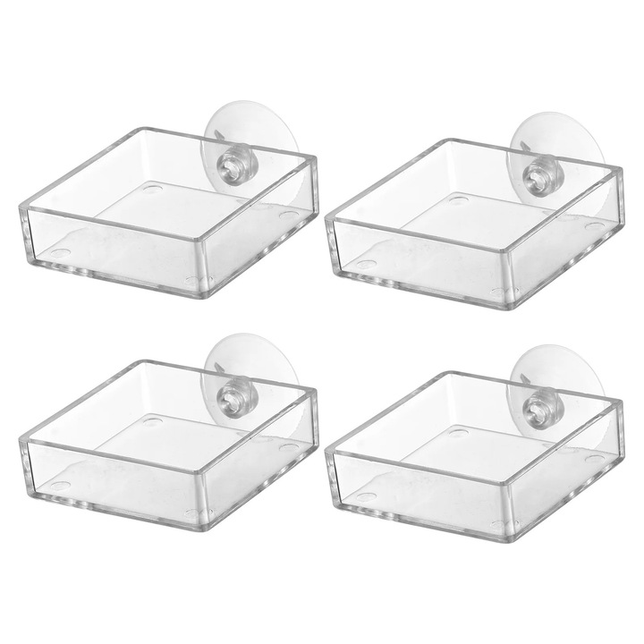 Set hranitoare acvarii, transparent, 6.5x6.5x2cm