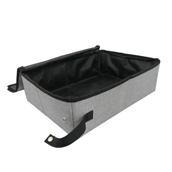 Litiere pliabila pentru pisici, 40x30x10cm, gri, material textil