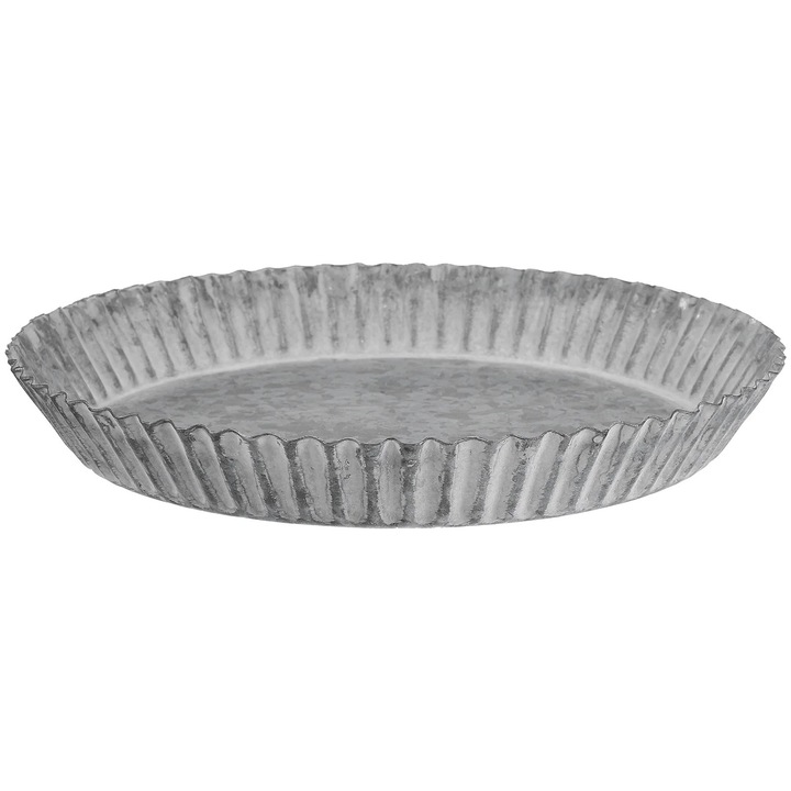 Tava pentru ghivece, metal, 19.50x19.50x2.40cm, argintie, set