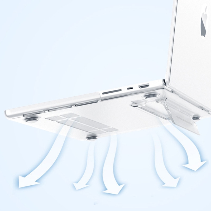 Carcasa de protectie, Pentru MacBook 13.6 Air M2/M3 (A2681/A3113), carcasa de protectie pentru computer, Fudisenn®, carcasa rigida cu suport invizibil, mata, gol in jos, negru