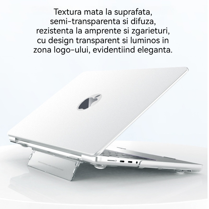 Carcasa de protectie, Pentru MacBook 13.6 Air M2/M3 (A2681/A3113), carcasa de protectie pentru computer, Fudisenn®, carcasa rigida cu suport invizibil, mata, gol in jos, negru